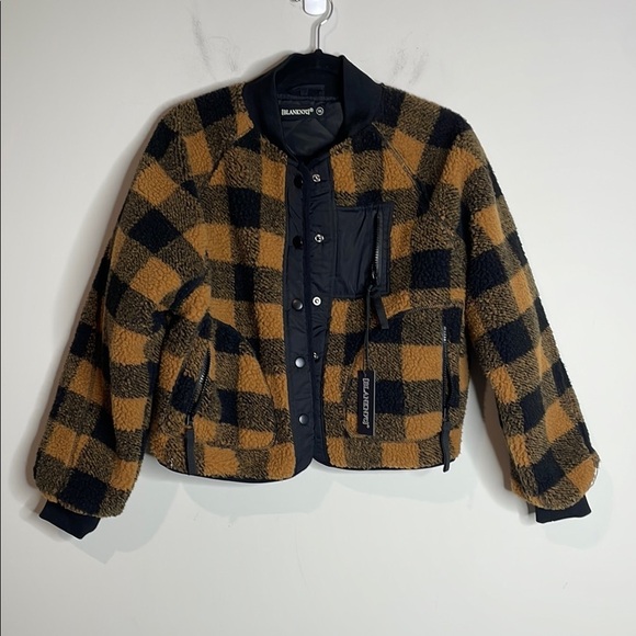 Blank NYC | Checkered Fleece Jacket Insulated Size XS NWT - Picture 2 of 7